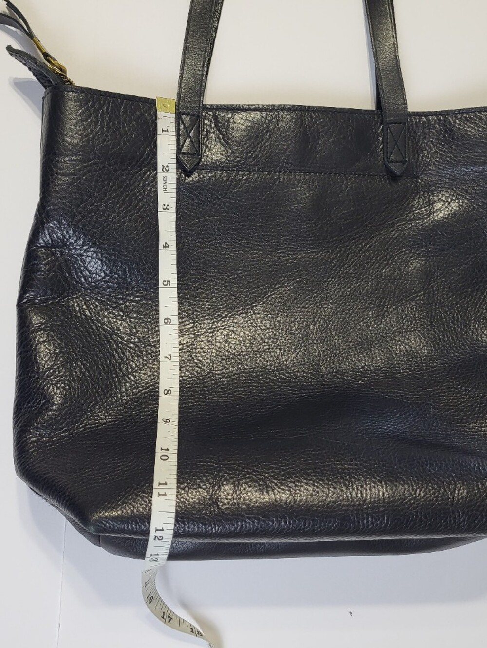 Madewell Zip Top Leather Transport Tote Crossbody Bag Black Shoulder - Picture 9 of 12